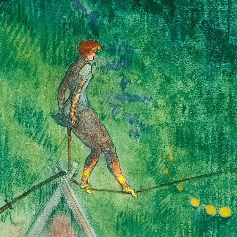 Henri de Toulouse-Lautrec, Danseuse de corde, 1905, lithographie d’après un dessin aux crayons de couleurs daté de 1899, 31,9 x 42,9 cm, Théâtrothèque Gaston Baty, Université Sorbonne Nouvelle, Fonds Pierre Fréret © Ph. Jean-Louis Losi